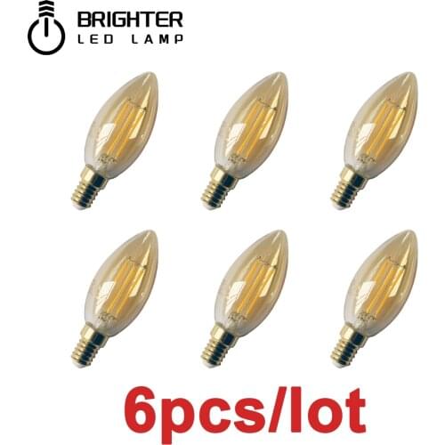 6pcs/Lot Filament Bulb C35 4W Retro Edison Bulb E14 Bombillas 220V-240V Vintage Lamp 2700K Home Decoration