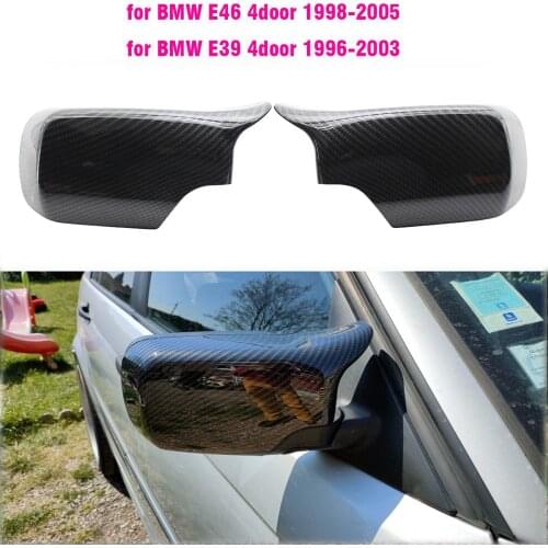 ABS Carbon Fiber Color Gloss Black Rearview Mirror Covers Side Mirror Caps For BMW E46 E39 Sedan/Touring 1998 1999 2000-2005