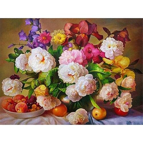 5D Full Drill Diamond Paintings Floral Diamond Mosaic Flower Fruits Diamond Embroidery still life Picture Of Rhinestones PC278