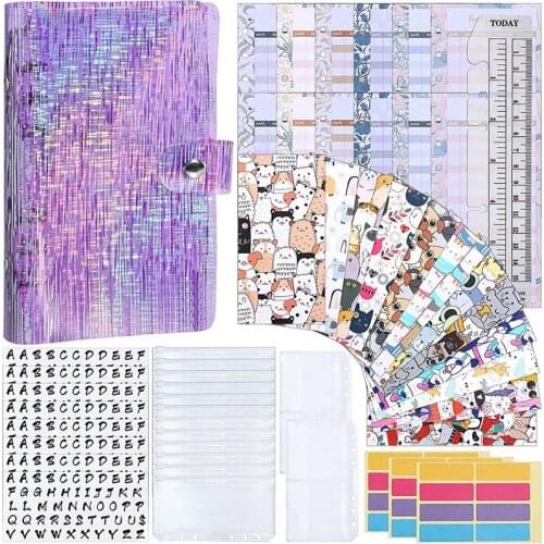 Budget Binder Envelope System Expense Budget Sheets,A6 PVC Bags,Storage Bags,Alphabet Stickers
