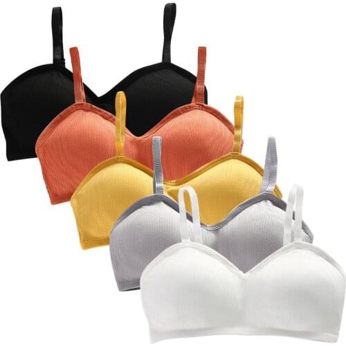 MUQGEW Women Solid Color One-Piece Bra Female Bras Sports Vest Wrap Chest No Rings Ribbon Breast Pad Ring Underwear