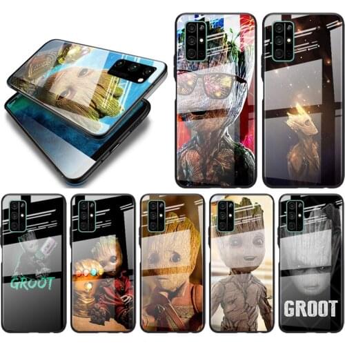 Tempered Glass Cover Groot cute For Huawei Honor 30 20 10 9X 8X Pro Plus Lite Shockproof Shell Phone Case