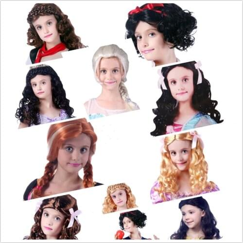 Girls Kids Blonde Black Silver Curly Hair Wigs Role-playing Party Halloween Costume Cosplay Pirate Princess Queen Prop Gift