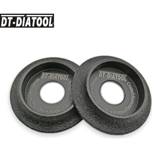 DT-DIATOOL 2pcs 75mm/3" Vacuum Brazed Diamond Grinding Wheel Demi-bullnose Edge Profile Grinding Disc thickness 10mm on marble