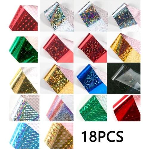 18color/lot Holo Nail Foil Set 4*20cm DIY Laser Nail Art Transfer Nail Sticker Nail Art Decorations