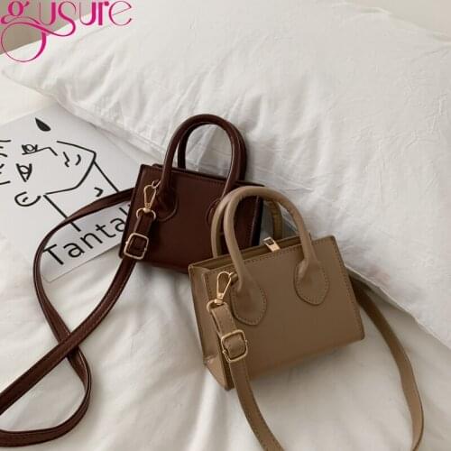Gusure Mini Small Square Crossbody bag 2021 Fashion Quality PU Leather Womens Handbag Vintage Designer Shoulder Messenger Bag
