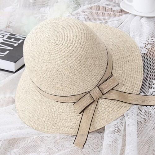 2020 New Product Straw Hats Ma'am Leisure Go On A Journey Bow Straw Hat Outdoors On Vacation Sunscreen Will Eaves Sun Hat