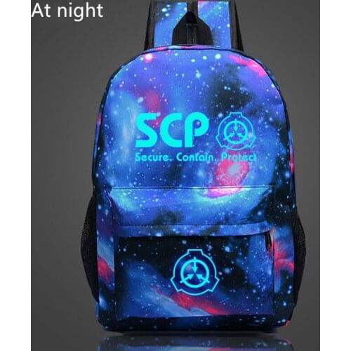 New SCP backpacks Special Containment Procedures Foundation luminous backpack women men teenagers shoolbag rucksack laptop Bags
