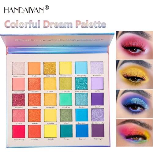 HANDAIYAN 30 Colors Eyeshadow Makeup Palette Waterproof Glitter Matte Shimmer Eye Shadow Palette Long lasting Neon Pigments