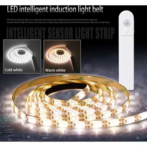 PIR Motion Sensor LED Lights Sensor Strip Motion Activated Bed Light Battery Operated Warm White