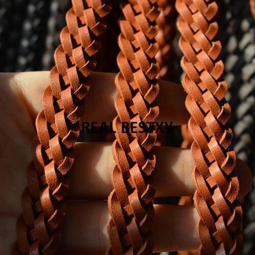 D086 5m/lot approx 12*4mm flat Genuine Braided Leather Cord Diy Bracelet Findings Real Cow Leather Cords Rope Jewelry Making