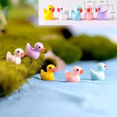 5pcs Yellow duck toy pendant moss micro landscape pendant resin crafts creative pendant ornaments