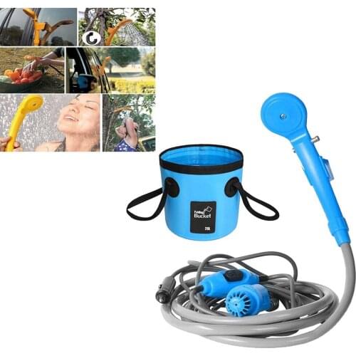 Camping Shower 20L Folding Bucket Bag High Pressure Power Electric Pump Washer Portable Car Washer Outdoor Camping Travel