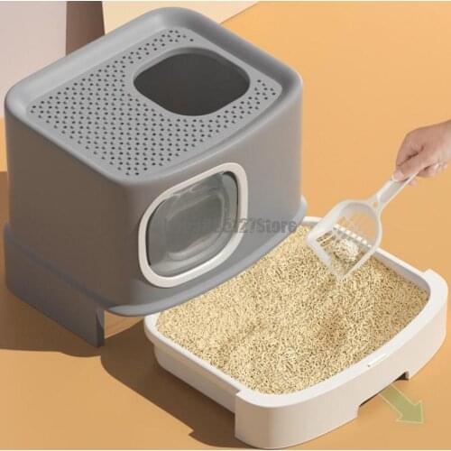 Cat Litter Basin Splash Proof Fully Enclosed Extra Large Cat Toilet Small Cat Litter Basin Cat Excrement Basin Cat Products Deod