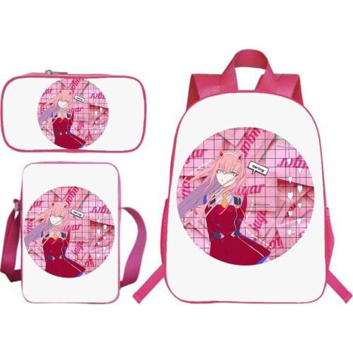 Anime Darling In The Franxx Backpack Boy Girl Bag Large Capacity Bookbag Pencil Case Shoulder Bag Men Knapsack Cartoon Rucksack