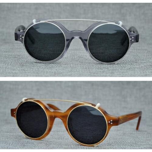 LKK UNISEX Hand-made Japanese retro polarized sunglasses street style small-face sunglasses with double lenses Two Lens glasses