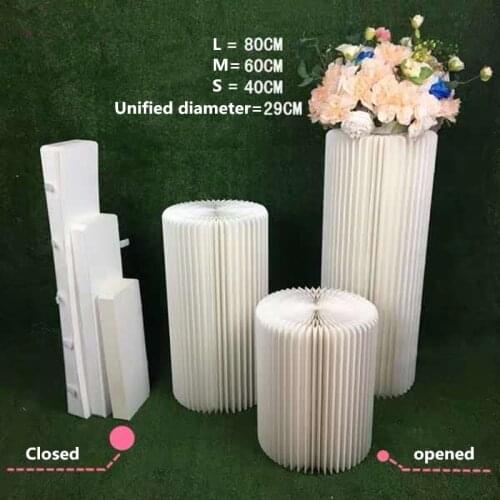 Wedding kraft paper folding Roman column road to the dessert table decoration cake set table soft paper cylindrical party layout