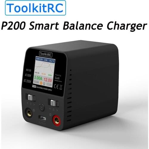 ToolkitRC P200 Mini 30V AC100W DC200W 10A GaN Adjustable Mini Desktop Power Supply USB Output