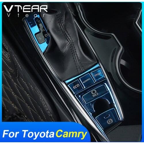 Vtear For Toyota Camry center console button cover chrome styling interior decoration stainless steel car accessories parts 2020