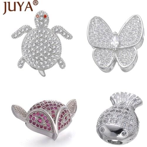 High Quality AAA Cubic Zirconia Spacer Bars Animal Pearl Necklace Beads Bracelet Butterfly Base For DIY Jewelry Accessories