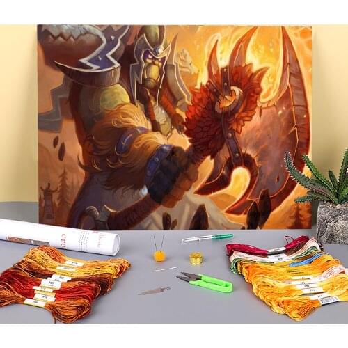 World Of Warcraft Printed Fabric 11CT Cross-Stitch DIY Embroidery Kit DMC Threads Handiwork Painting Sewing Handmade Decor