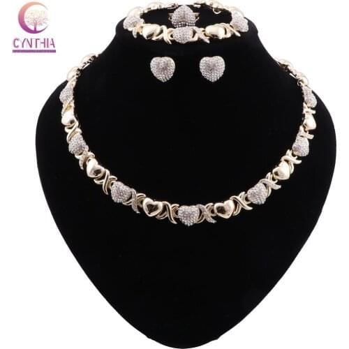 CYNTHIA Heart Shape Design Women Dubai Jewelry Sets Luxury Bridal Nigerian Wedding African Beads Jewelry Set Costume