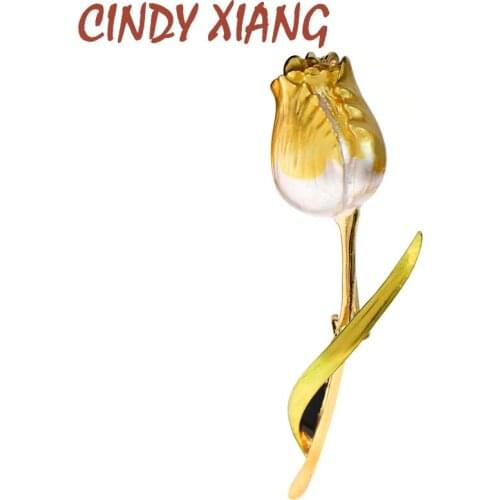 CINDY XIANG New Fashion Enamel Flower Brooches Men And Women Tulip Flower Enamel Brooch Pin Casual Jewelry Clothes Accessories