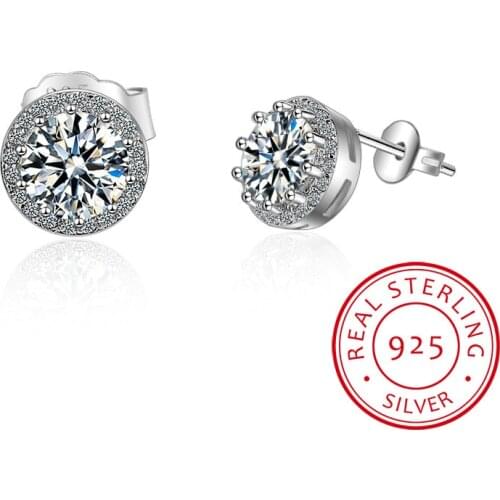 Classic Fashion 925 Sterling Silver Earrings AAA Zirconia Mosaic Round Earrings For Women pendientes S-E461