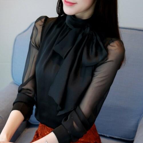 Womens Tops And Blouses Long Sleeve Women Shirts Black Chiffon Blouse Blusas Mujer De Moda 2021 Blouse Women Blusa Feminina A390