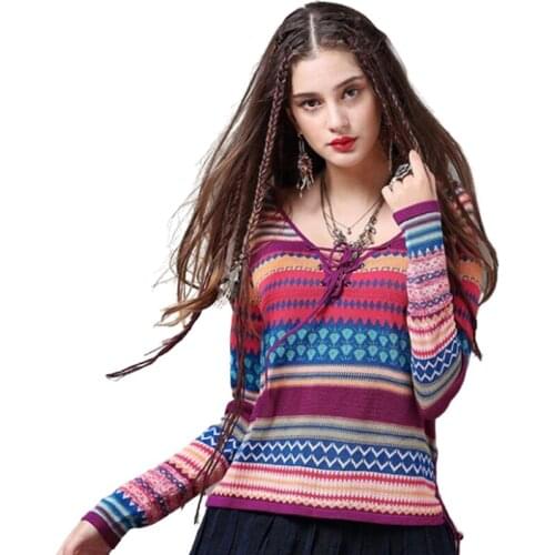 Women Pullover Sweater 2020 Spring Autumn Striped Knitted Sweaters Women ladies long sleeve pullover casual tops
