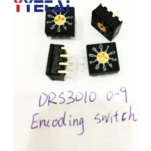 1PCS DRS3010 rotary coding switch 10 bit 0-9 rotary switch positive short cross hole gold plated pin length 2.5MM DD