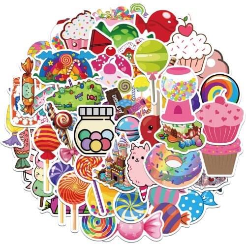 10/50pcs Cartoon Sweet Candy Stickers Series Childrens Toys Waterproof Diy Skateboard Guitar Bike Suitcase Decals