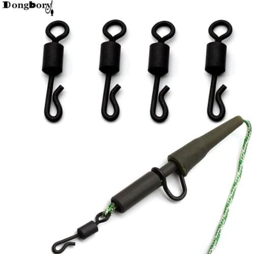 100PCS Long Body Q-Shaped Matt Black Color Quick Change Swivels for Carp Fishing Kwik Lok Swivels Size 8 Rolloing Swivels