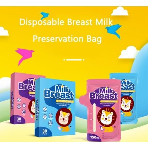 150ml Lion Breast Milk Storage Bag Fresh-keeping Bag Baby Food Storage Disposable Milk Bag 30 Pieces Breast Refrigerated