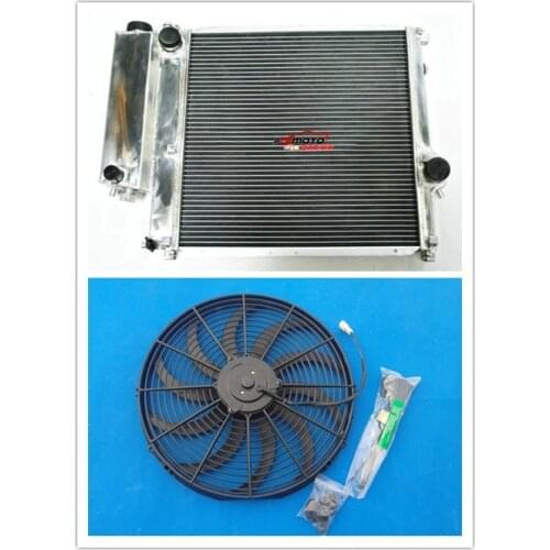 Aluminum Radiator + FAN For 2 Row For 1987-2000 BWM E36 Z3 M44 M42 Manual 89 90 87 99