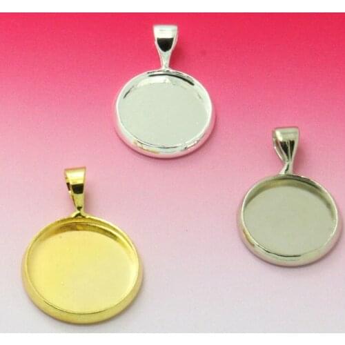 200pcs Inner 18mm Silver/Antique Bronze Plated Pendant Blank Jewelry Melon Seeds Bezel Edged Setting Tray for Cameo Cabochons