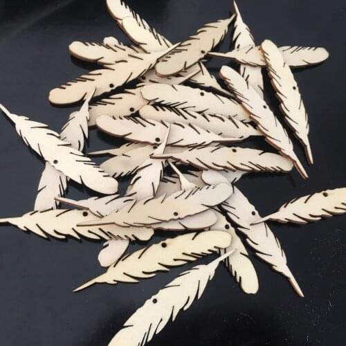 2019 50 Pcs/Set Natural Wooden Leaves Feather Earrings With Hole Rustic Favor DIY Hang Decorations