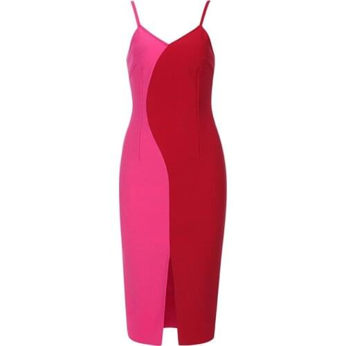 2019 Newest Autumn Celebrity Party Bodycon Bandage Dress Women Spaghetti Strap V-Neck Sexy Night Club Dress Women Vestidos