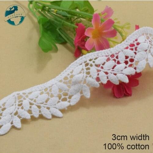3yards 3cm wide 100% Cotton embroid lace sewing ribbon guipure trim wedding decoration DIY colthes Accessories lace #3998