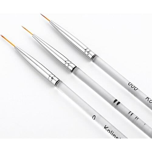 3Pcs/Set Acrylic Nail Brush Gel Polishing Drawing Painting DIY Nails Brush Art Gel Brush Silicone Brush Hand Drawn Design