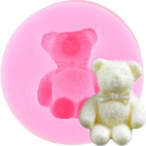 3D Bear Silicone Mold Baby Birthday Candy Clay Fondant Cupcake Topper Cake Decorating Tools DIY Baking Molds Candy Resin Moulds