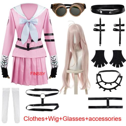Anime Danganronpa Miu Iruma Cosplay Costume Halloween Carnival Adult Womens Short Skirt Pink Fashion Clothing Wig Sailor Suit