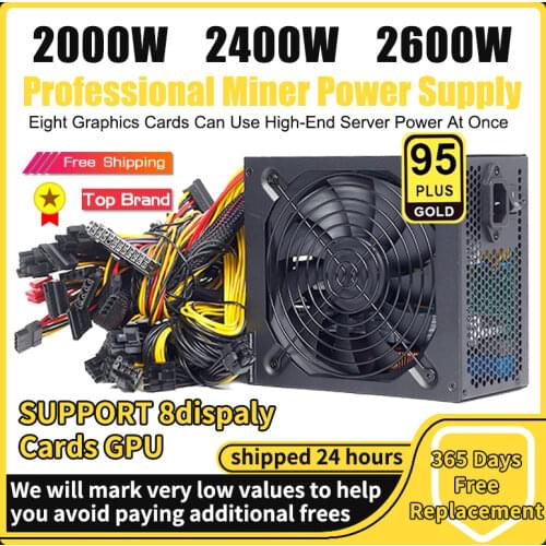 Power Supply For PC 2000W 2400W 2600W 180V-260V ATX Mining Bitcoin 95% High Efficiency Support 8 Display Card GPU For BTC Miner