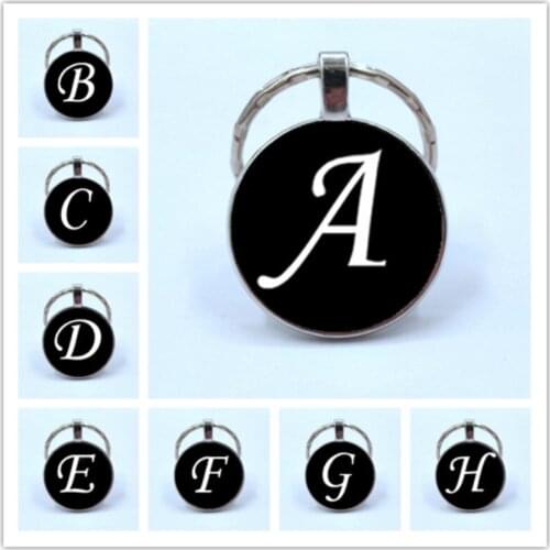 26 English alphabet keychain A-Z name pendant first letter key chain car wallet Handbags Accessories men and women jewelry gift