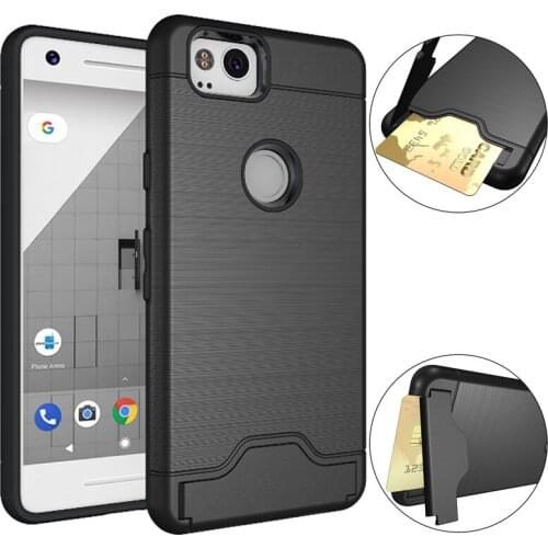 For Google Pixel 2 Case for Google Pixel 2 XL Case Shockproof Metallic Brushed Hard Cover Case for Google Pixel 2 Card Holder