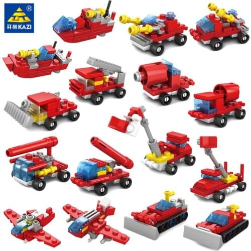 Fire Fighting Rescue Trucks Engineering Vehicle Car Building Blocks City Firefighter Bricks Children Boys Toys Christmas Gifts