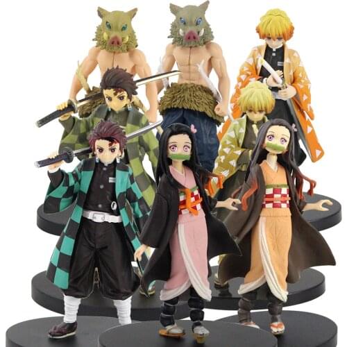 16cm Anime Demon Slayer Kamado Tanjirou Nezuko Agatsuma Zenitsu Hashibira Inosuke Kochou Shinobu Action Figure Model Toys Gift