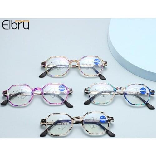 Elbru Intelligent Ring Focus Anti-blue Light Reading Glasses Men and Women Retro High Definition Presbyopic Glasses +1.0 to +3.5
