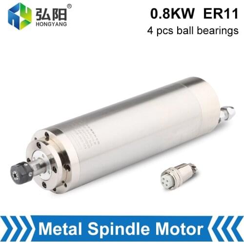 CNC Water-Cooled Spindle Metal Milling 0.8kw Spindle 4pcs Ceramic Ball Bearing ER11 220v For CNC Router Metal Milling Tool