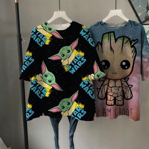 Disney 3D Women fashion cartoon Yoda Harajuku Summer kawaii top female Ulzzang oversized T-shirt with short sleeves y2k